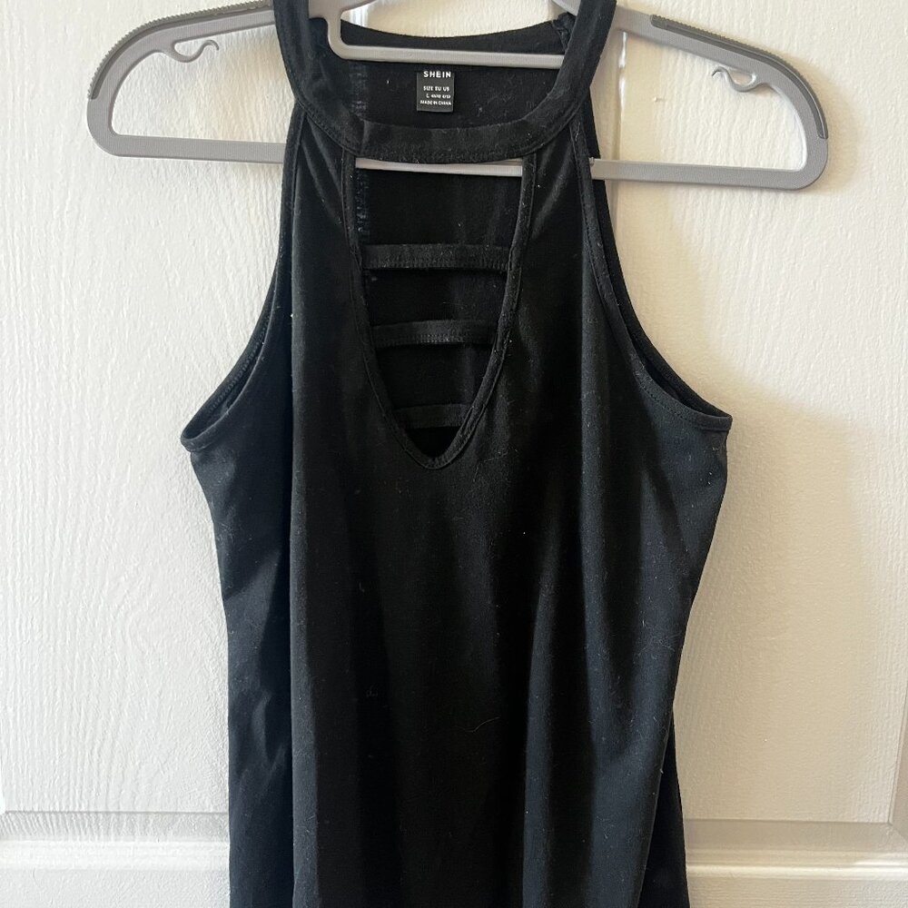 Black Sleeveless Loose Fit Halter Top